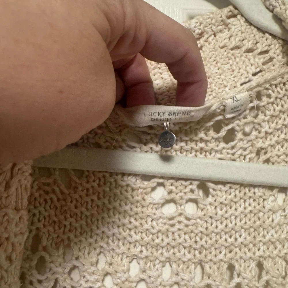 Lucky Brand Beige Open-Knit Cardigan - Picture 4 of 10